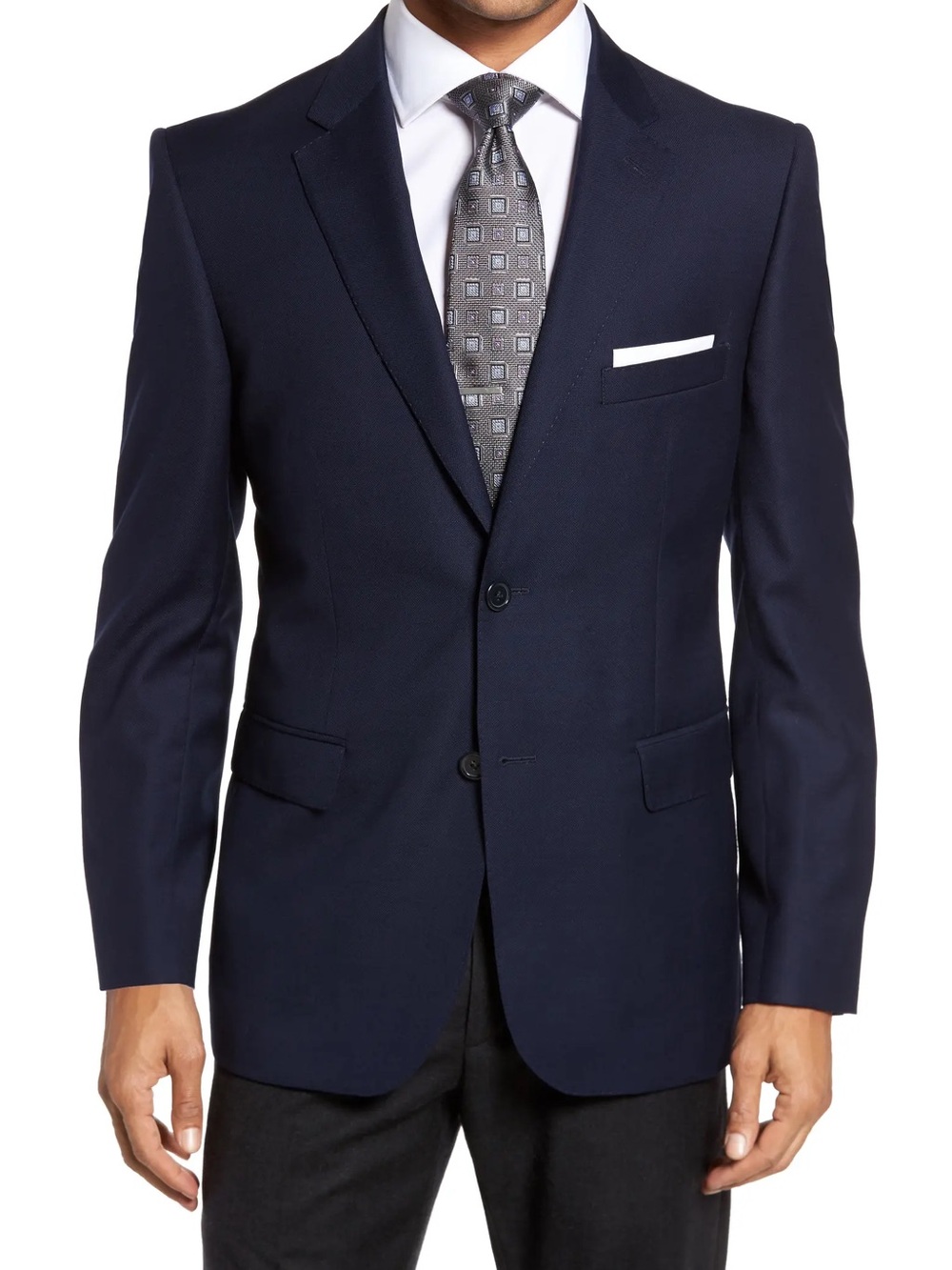 JB Britches Classic Fit Solid Wool Sport Coat, Navy, 40 Regular